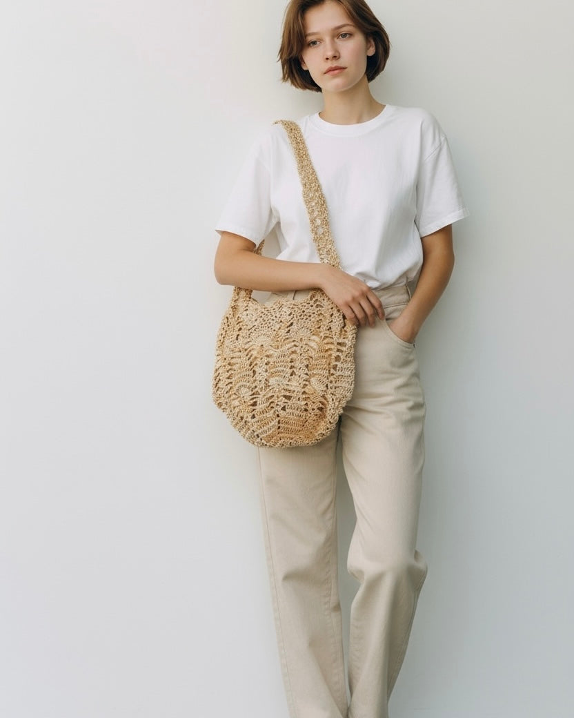 Sustainable European Hemp Yarn Maxi Hobo bag made to order
